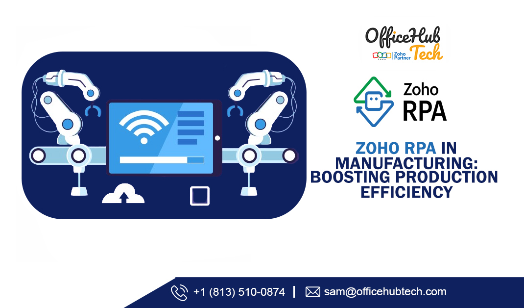 Boost manufacturing efficiency with Zoho RPA by automating repetitive tasks. Enhance productivity, reduce costs, and ensure accuracy with scalable, compliance-friendly solutions.