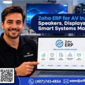 Discover how Zoho ERP helps AV manufacturers, distributors, and retailers streamline inventory, procurement, billing, AMC, warehouse, finance, and operations through one unified platform.