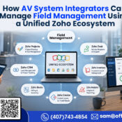 Unified Zoho Ecosystem for AV System Integrators managing field service automation and technician scheduling