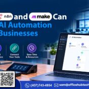 n8n and Make powering AI automation for AV businesses through connected workflows, AI intelligence, and business application integrations.